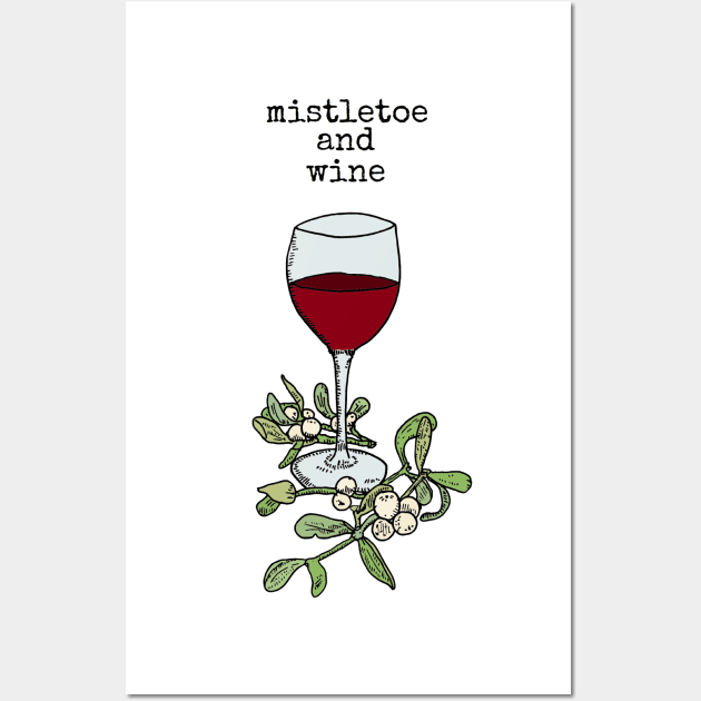 Christmastime, Mistletoe and Wine Wall Art by JennyGreneIllustration